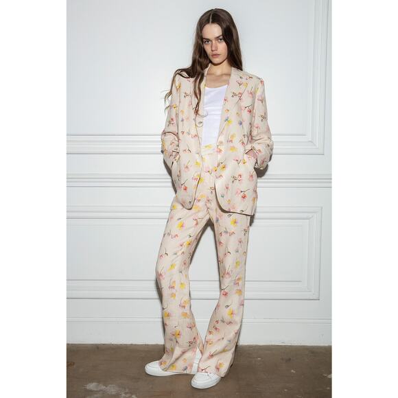 NEW NWT Zadig & Voltaire Pistol Split Floral Linen Pants Size 36/US Size 6 - Picture 1 of 6